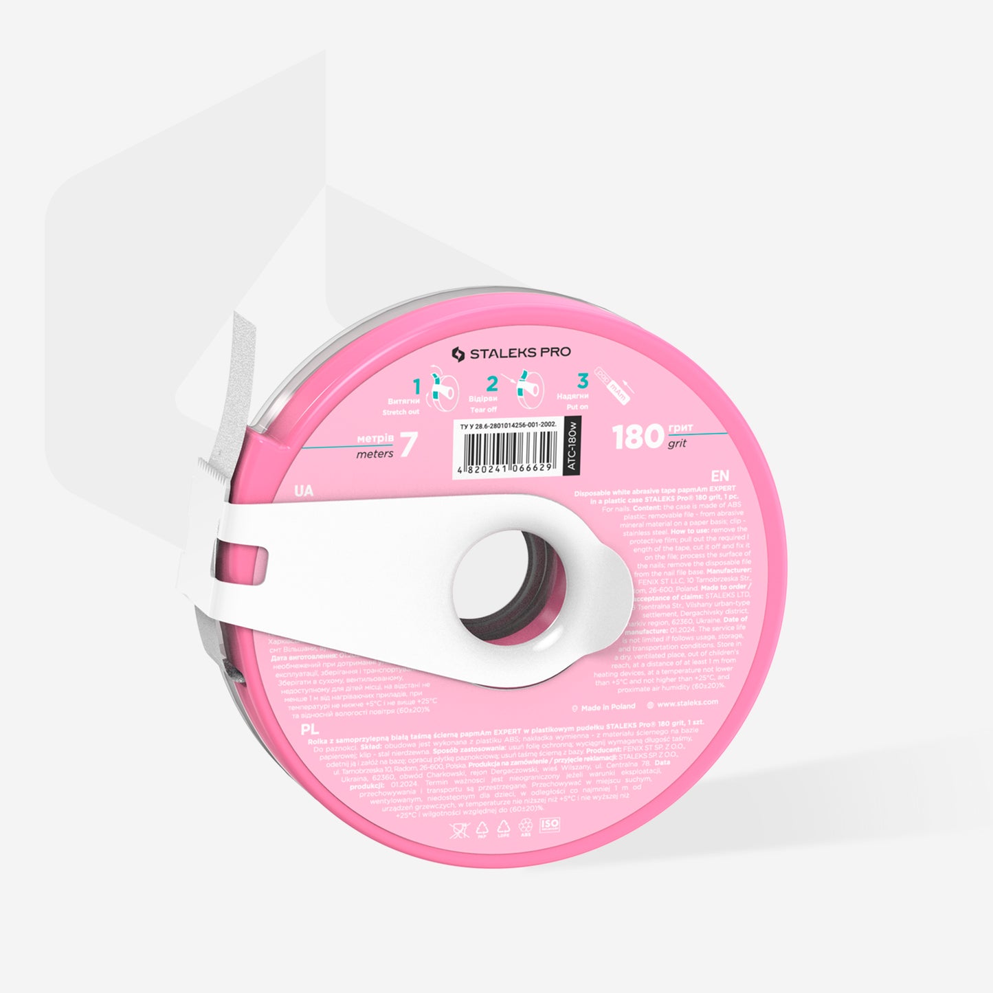 Staleks Disposable white abrasive tape papmAm EXPERT 180 grit in a plastic case