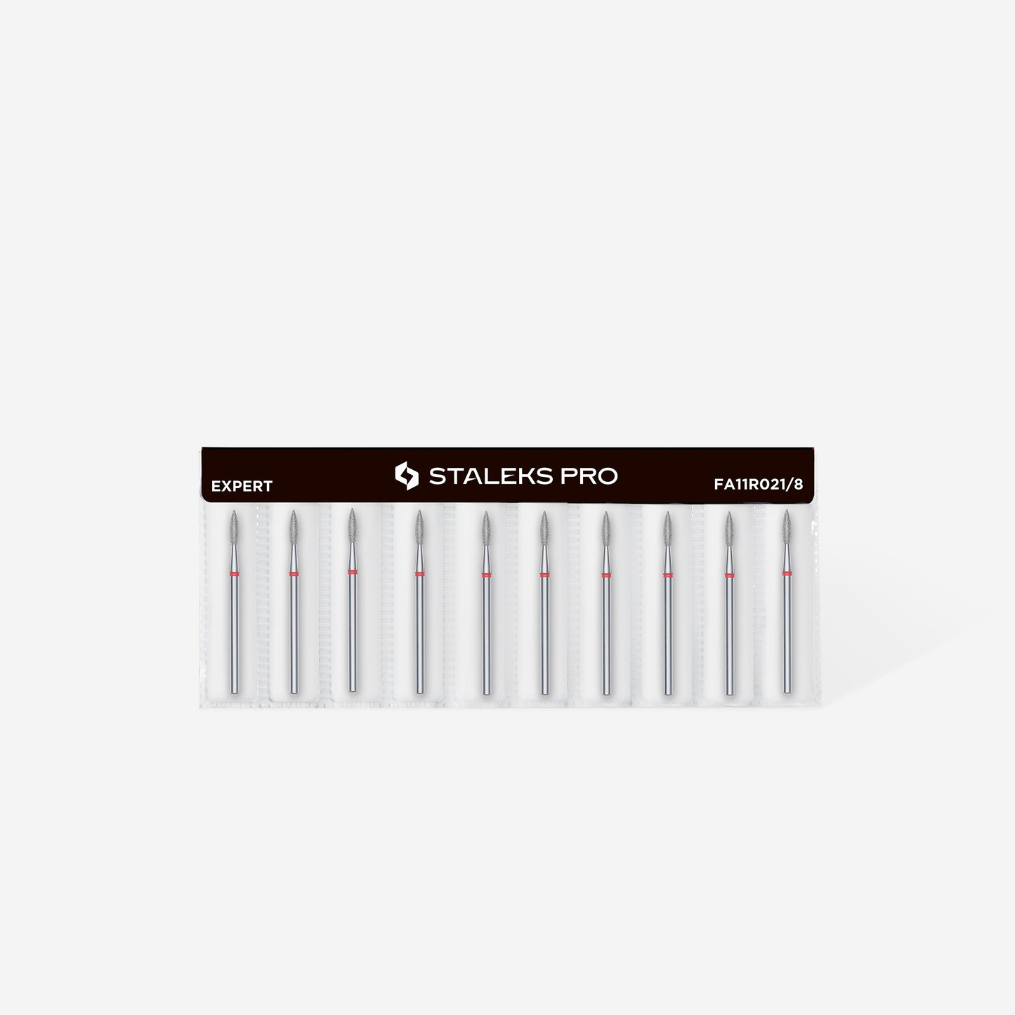 Staleks Diamond nail drill bit pointed flame red EXPERT head diameter 2,1 mm / working part 8 mm