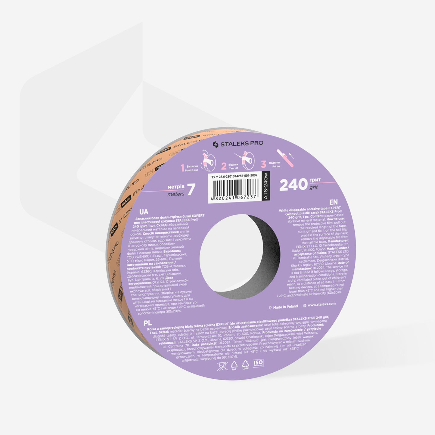 Staleks Disposable white abrasive tape EXPERT 240 grit for the plastic case