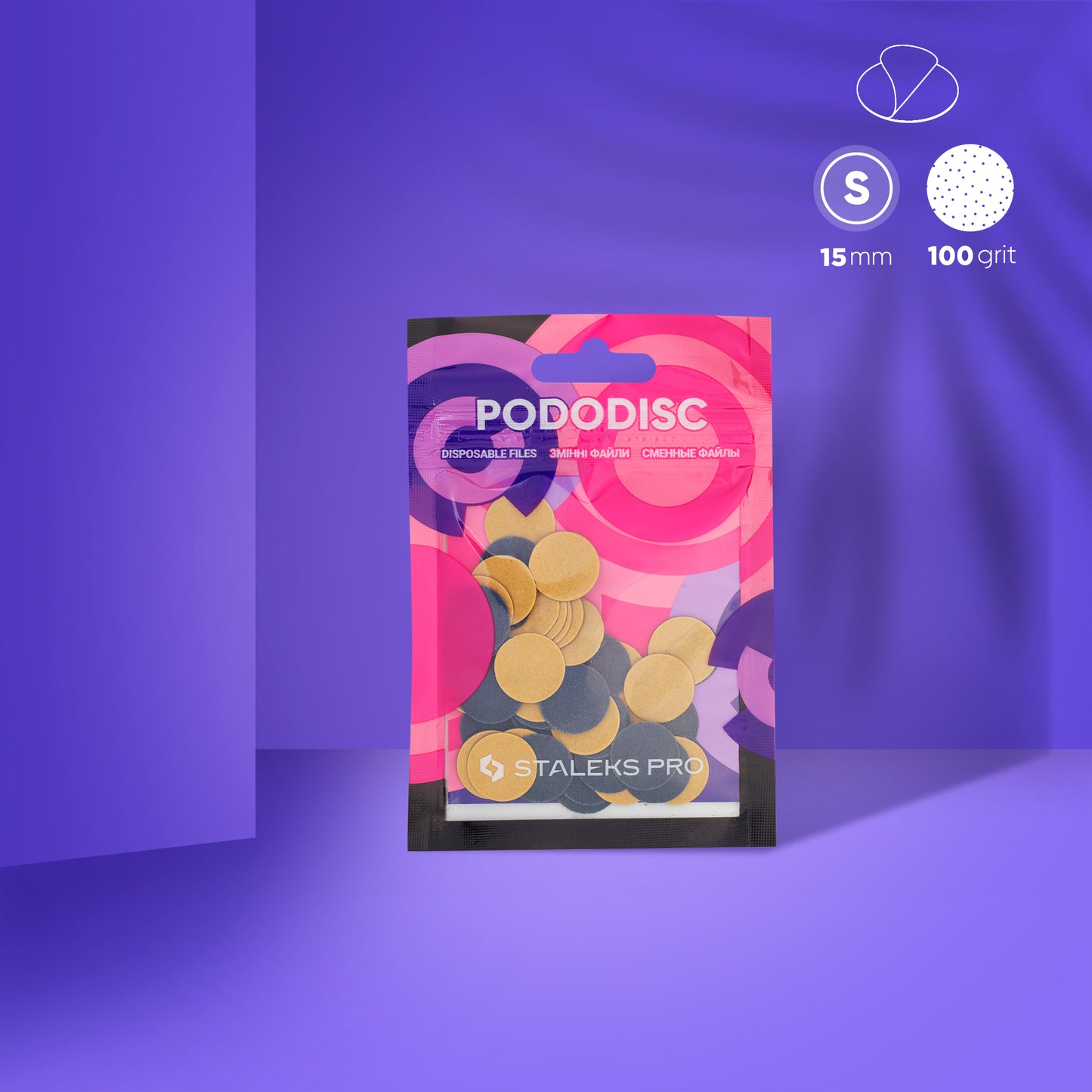 Disposable files for pedicure disc PODODISC STALEKS PRO S, 100 grit (50 pcs)