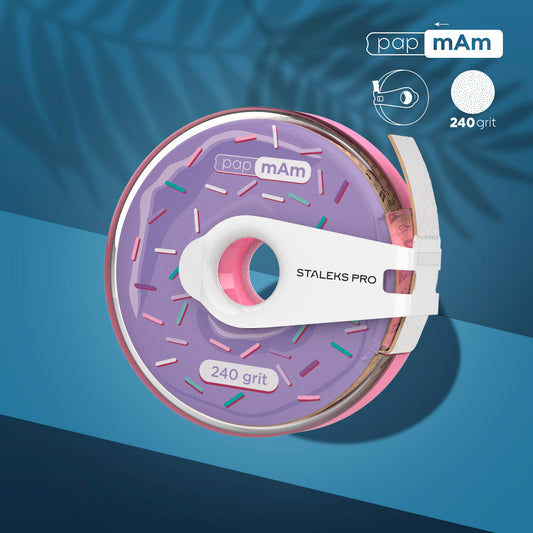 Staleks Disposable white abrasive tape papmAm EXPERT 240 grit in a plastic case