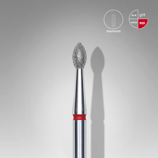 Staleks Diamond nail drill bit pointed bud red EXPERT head diameter  2,5 mm / working part 4,5 mm