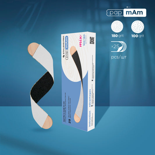 Staleks Disposable double-sided files papmAm Mix EXPERT 22 on a wooden base 100/180 grit (25 pcs)