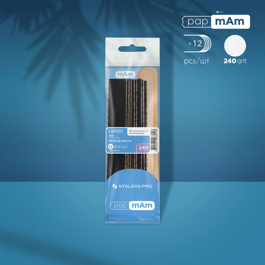 Staleks Disposable files papmAm 240 grit (10 pcs) and a wooden base (2 pcs) EXPERT 22