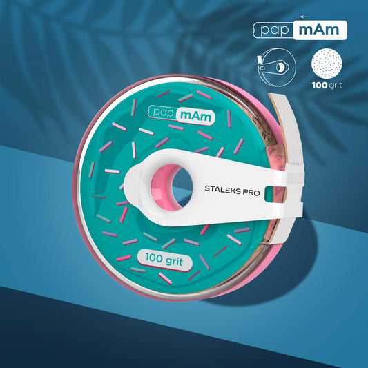 Staleks Disposable white abrasive tape papmAm EXPERT 100 grit in a plastic case