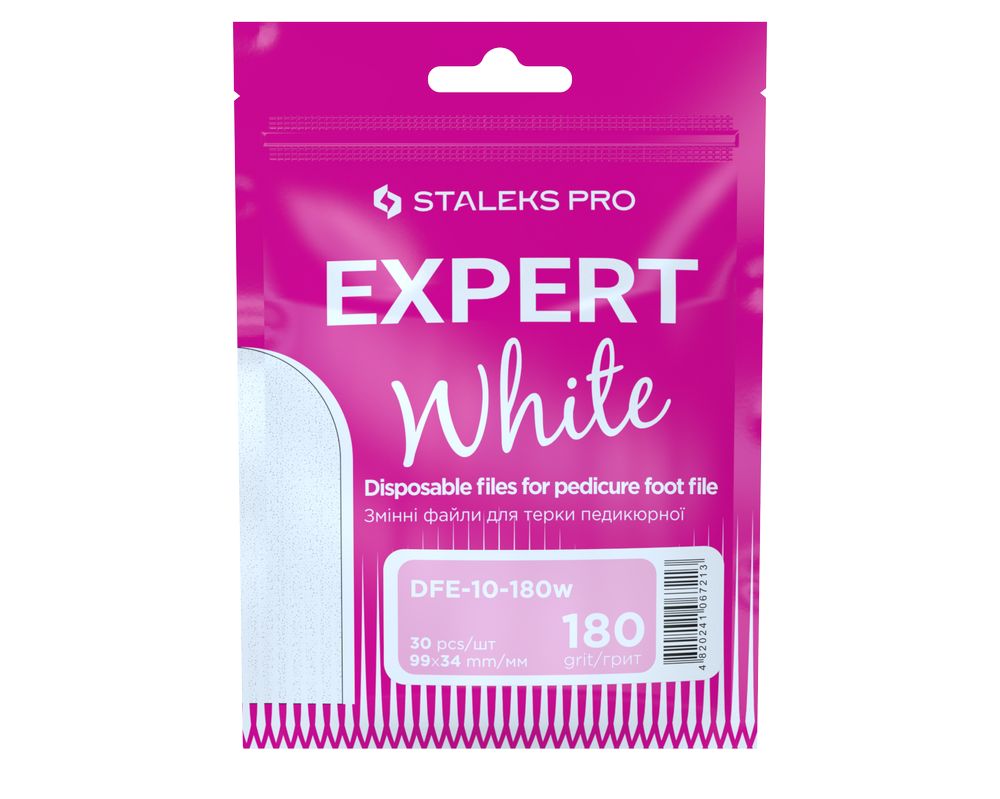Staleks Disposable white files for pedicure grater EXPERT 10 180 grit (30 pcs)