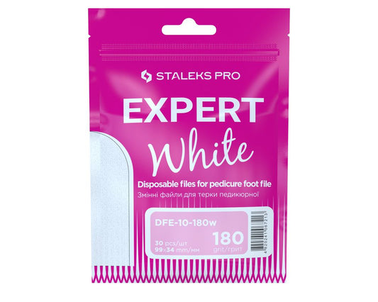 Staleks Disposable white files for pedicure grater EXPERT 10 180 grit (30 pcs)