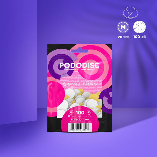 Staleks Disposable white files on soft foam layer for pedicure disc PODODISC M EXPERT 100 grit (50 pcs)