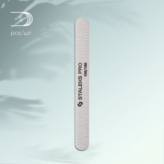 Straight mineral nail file STALEKS PRO 100/180 grit (5 pcs.), set